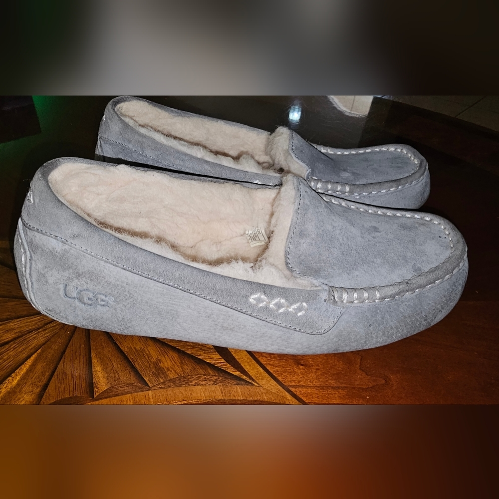 UGG Women's Ansley Sheepskin Suede Slipper in Grey Womens Size 8
